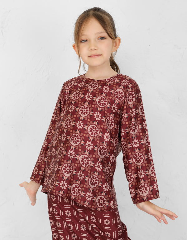 KIDS BAJU KURUNG KEDAH KINSLEE (MAROON)